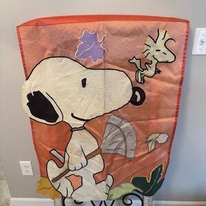 Vintage Peanuts Snoopy Woodstock‎ Autumn Garden Flag Fabric Banner